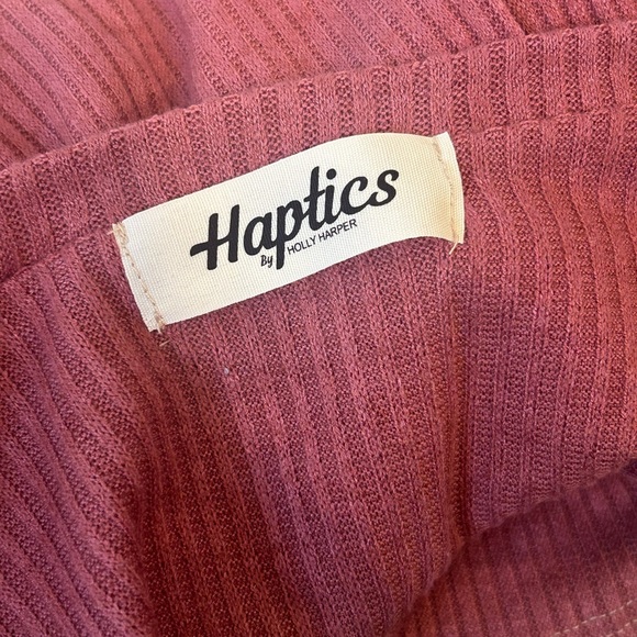 NWOT Haptics Mauve & Black Banded Stripe Ribbed Top With Thumbholes - Picture 4 of 6